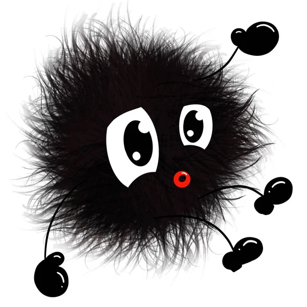 Cute Furry Black Imaginary Monster Character Logo — Stock Photo, Image