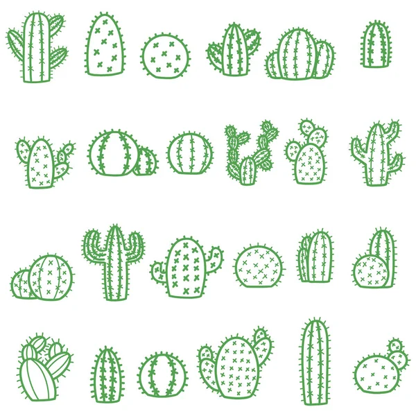 Collection Cactus Illustration Icons Cartoon Style — 스톡 벡터