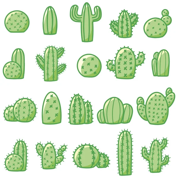 Collectie Van Cactus Illustration Icons Een Cartoon Stijl — Stockvector