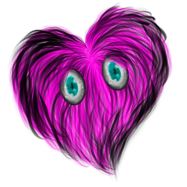 Chlupatý Chlupatý Legrační Láska Srdce Valentines Den Monster Postavy — Stock fotografie