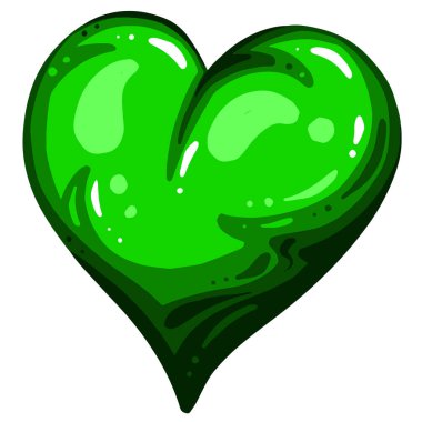 Kanlı Yeşil Ölü Zombi Kalbi Çizgi Filmi ve Sevgililer Günü ya da Cadılar Bayramı için