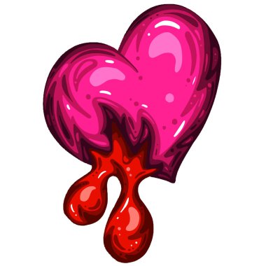 Pembe Ölü Zombi Kalbi Çizgi Filmi Kanlı Çizgi Filmi ve Sevgililer Günü veya Cadılar Bayramı için