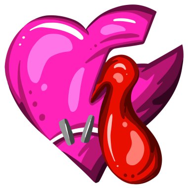 Pembe Ölü Zombi Kalbi Çizgi Filmi Kanlı Çizgi Filmi ve Sevgililer Günü veya Cadılar Bayramı için