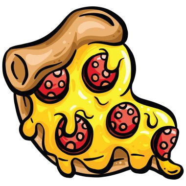 Çizgi film Pepperoni Pizza Dilimleri Çizimi 