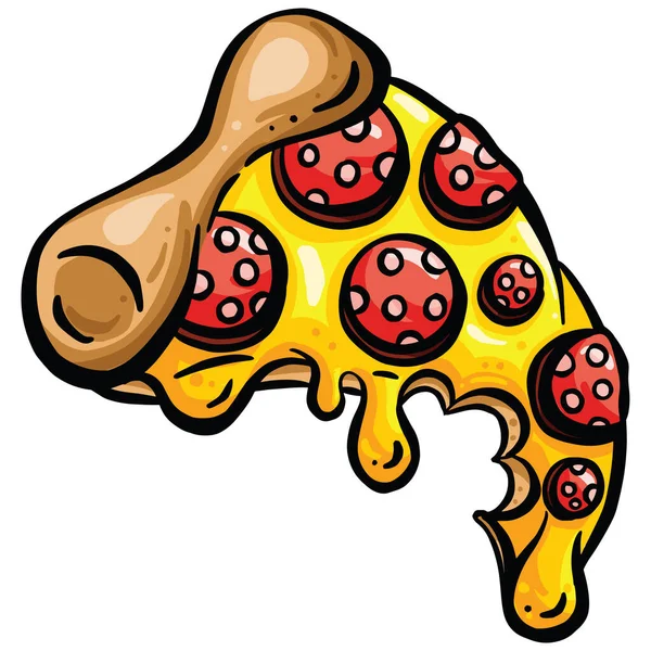 Cartoon Pepperoni Pizza Slice Ilustracja — Wektor stockowy