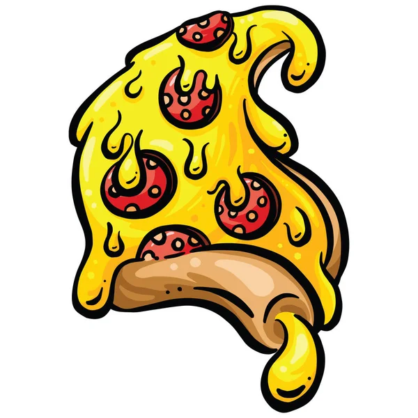 Cartoon Pepperoni Pizza Slice Ilustracja — Wektor stockowy