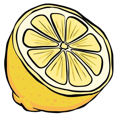 Dilimlenmiş Limon Meyvesi Çizimi