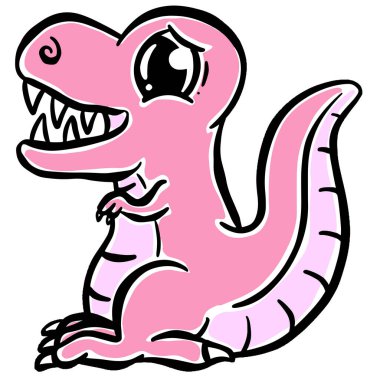 Mutlu Vektör Görünümlü Çocuklar için Şirin Dinozor Çizimi