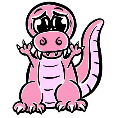 Mutlu Vektör Görünümlü Çocuklar için Şirin Dinozor Çizimi