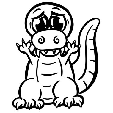 Mutlu Vektör Görünümlü Çocuklar için Şirin Dinozor Çizimi