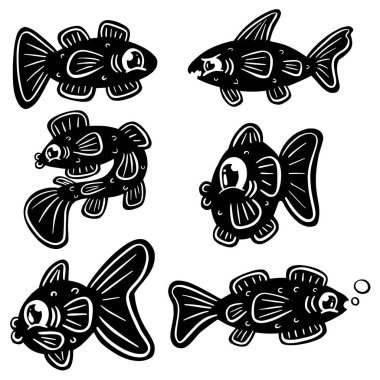 Çizgi film Biçimli Balık Balık Simgesi veya Balık Tutmak için Logo Fikri 