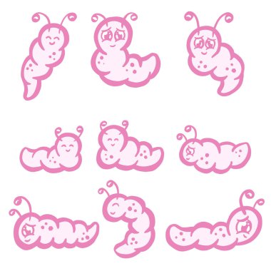 Wiggly Grub Tırtıl Tipi Çizgi Film Karakteri Çizimi