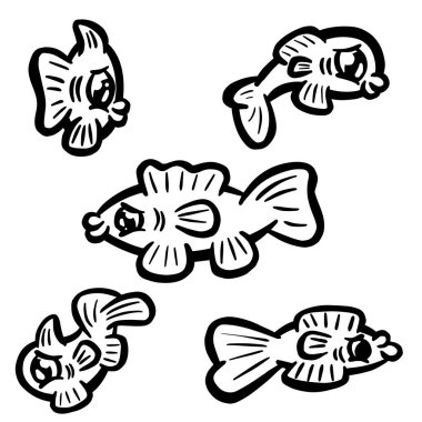 Çizgi film Biçimli Balık Balık Simgesi veya Balık Tutmak için Logo Fikri 