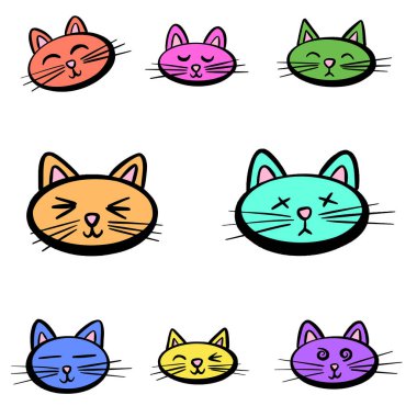 Şirin Çizgi Film Kedisi Kawaii Tarzı Tasarım Vektörüyle Yüzleşir