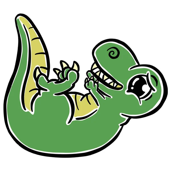 Mutlu Vektör Görünümlü Çocuklar için Şirin Dinozor Çizimi