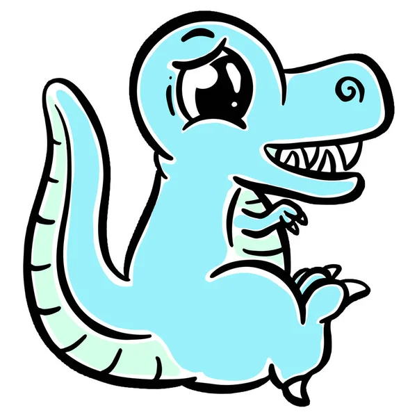 Mutlu Vektör Görünümlü Çocuklar için Şirin Dinozor Çizimi