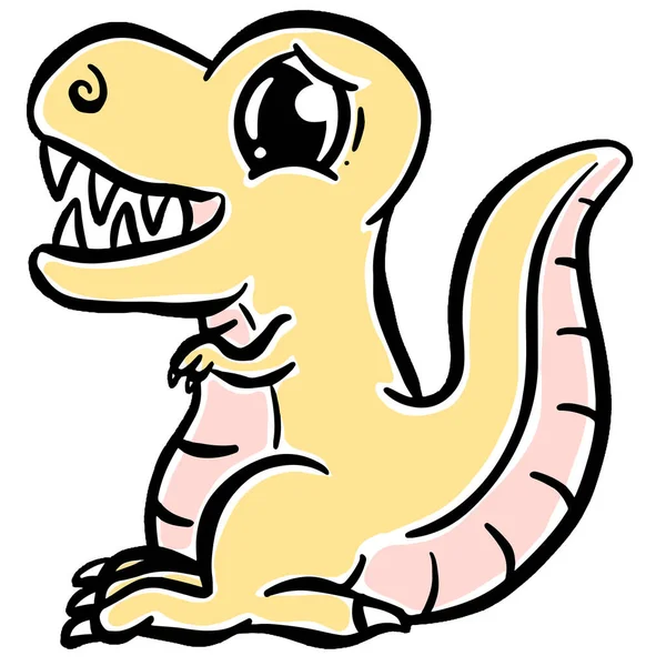 Söt Tecknad Dinosaurie Illustration För Barn Ser Glad Vektor — Stock vektor