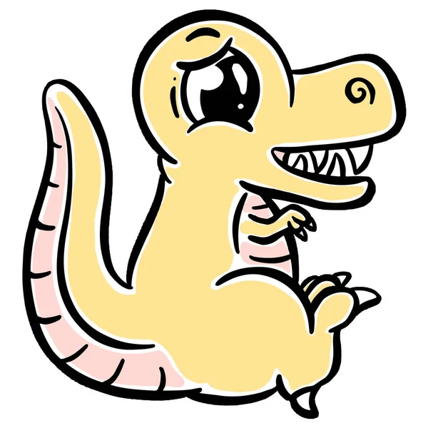 Cute Cartoon Dinosaur Illustration Children Looking Happy Vector — Stockvektor