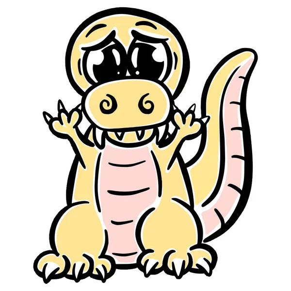 Cute Cartoon Dinosaur Illustration Children Looking Happy Vector — Vector de stock