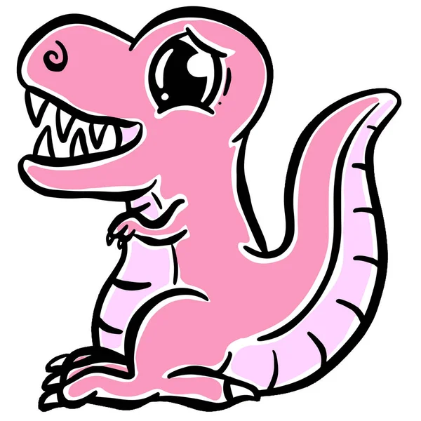 Mutlu Vektör Görünümlü Çocuklar için Şirin Dinozor Çizimi