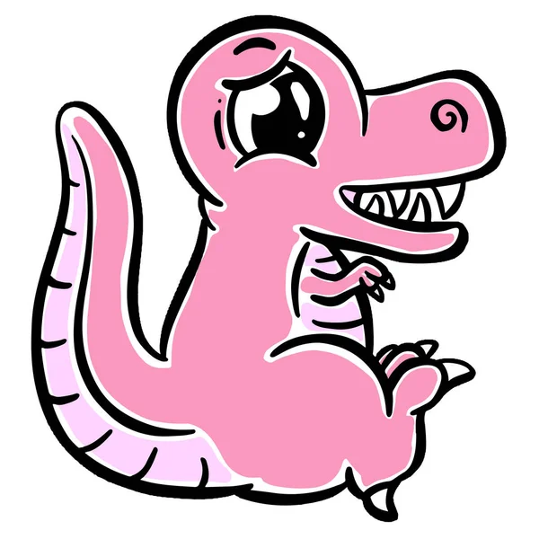 Bonita Ilustración Dinosaurio Dibujos Animados Para Niños Mirando Feliz Vector — Vector de stock