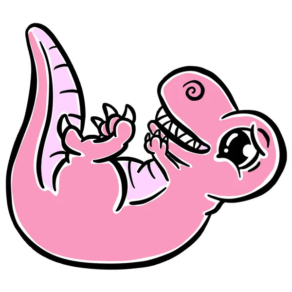 Bonita Ilustración Dinosaurio Dibujos Animados Para Niños Mirando Feliz Vector — Archivo Imágenes Vectoriales