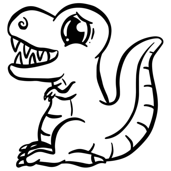 Bonita Ilustración Dinosaurio Dibujos Animados Para Niños Mirando Feliz Vector — Vector de stock