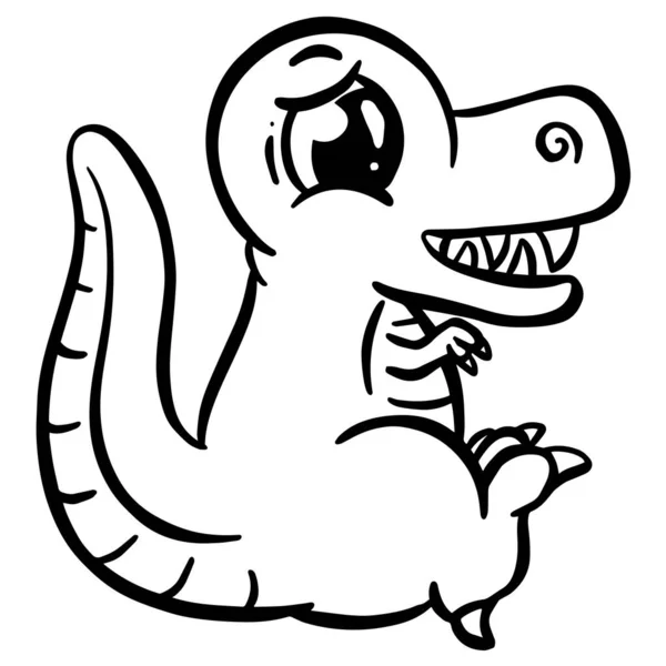 Cute Cartoon Dinosaur Illustration Children Looking Happy Vector — Stockvektor