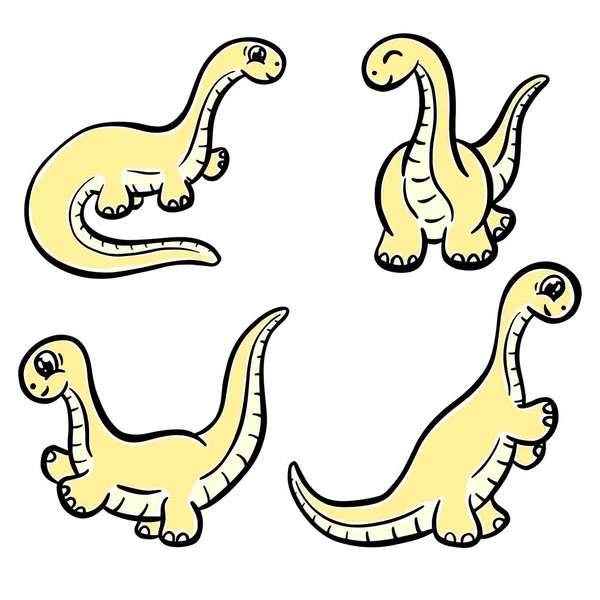 Cute Cartoon Dinosaur Illustration Children Looking Happy Vector — ストックベクタ