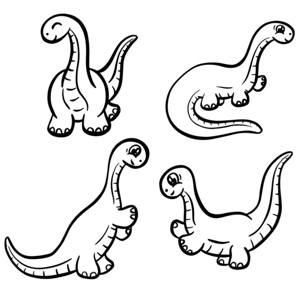 Mutlu Vektör Görünümlü Çocuklar için Şirin Dinozor Çizimi