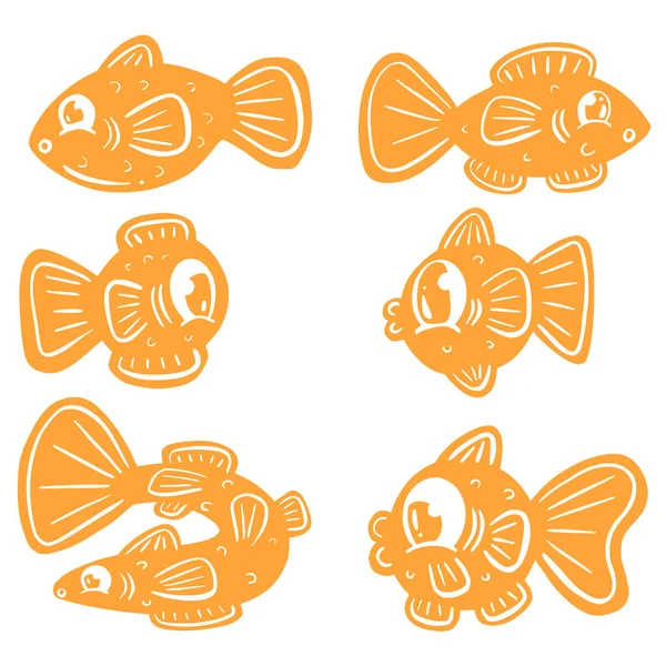 Cartoon Style Fish Goldfish Icon Logo Idea Fishing — ストックベクタ