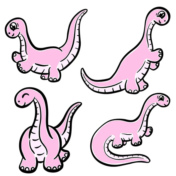 Mutlu Vektör Görünümlü Çocuklar için Şirin Dinozor Çizimi