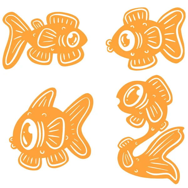 Cartoon Style Fish Goldfish Icon Logo Idea Fishing — ストックベクタ