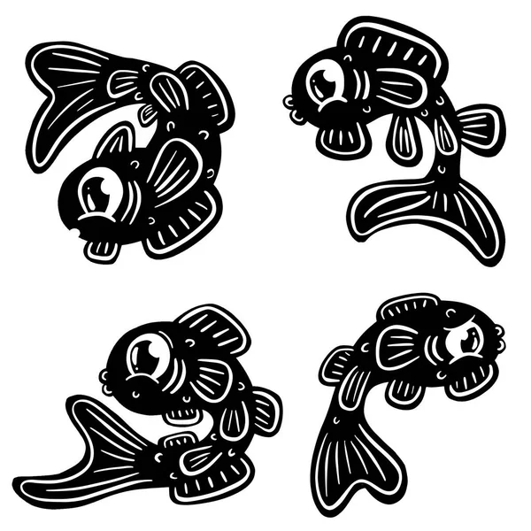 Cartoon Style Fish Goldfish Icon Logo Idea Fishing — ストックベクタ