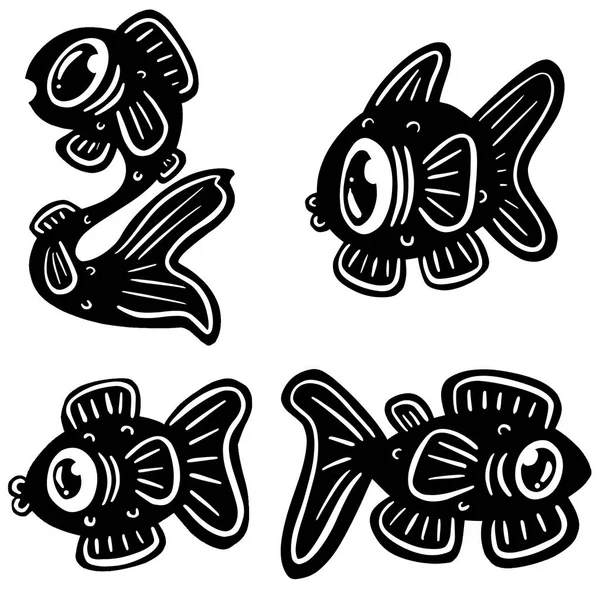 Cartoon Style Fish Goldfish Icon Logo Idea Fishing — ストックベクタ