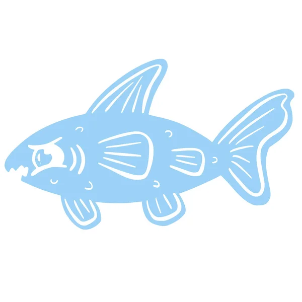 Icona Pesce Rosso Stile Cartone Animato Logo Idea Pesca — Vettoriale Stock