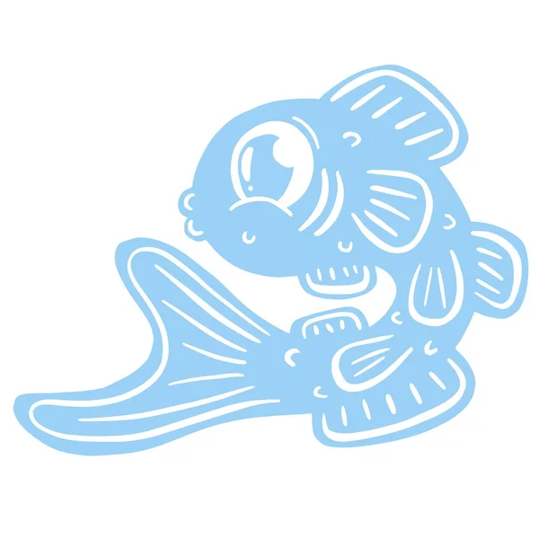 Cartoon Style Poisson Goldfish Icône Logo Idée Pour Pêche — Image vectorielle