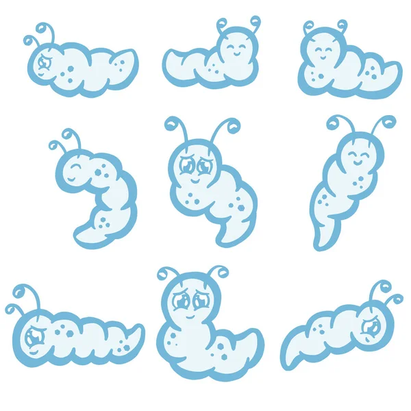 Wiggly Grub Caterpillar Type Cartoon Character Illustration — Vetor de Stock