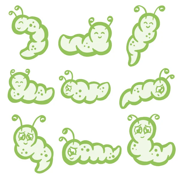 Wiggly Grub Caterpillar Type Cartoon Character Illustration — Vector de stock