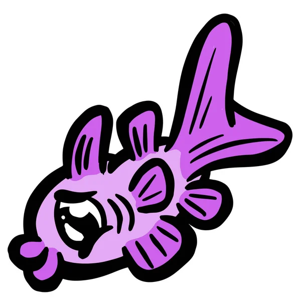 Cartoon Style Fish Goldfish Icon Logo Idea Fishing — Vettoriale Stock