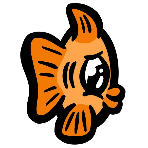 Cartoon Style Poisson Goldfish Icône Logo Idée Pour Pêche — Image vectorielle