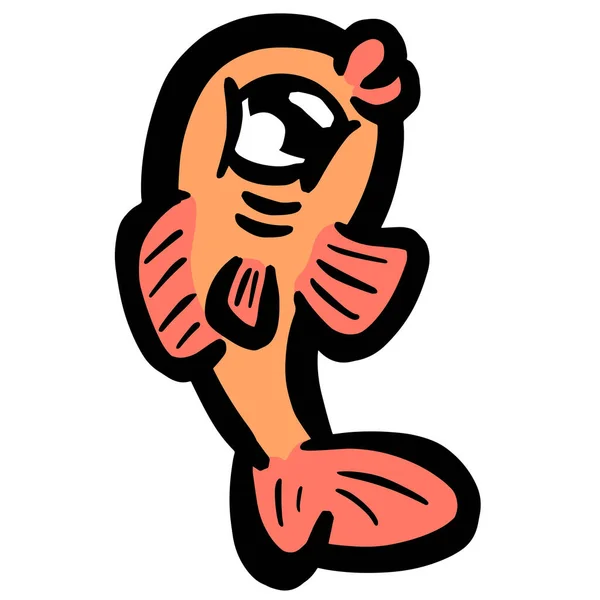 Cartoon Style Poisson Goldfish Icône Logo Idée Pour Pêche — Image vectorielle