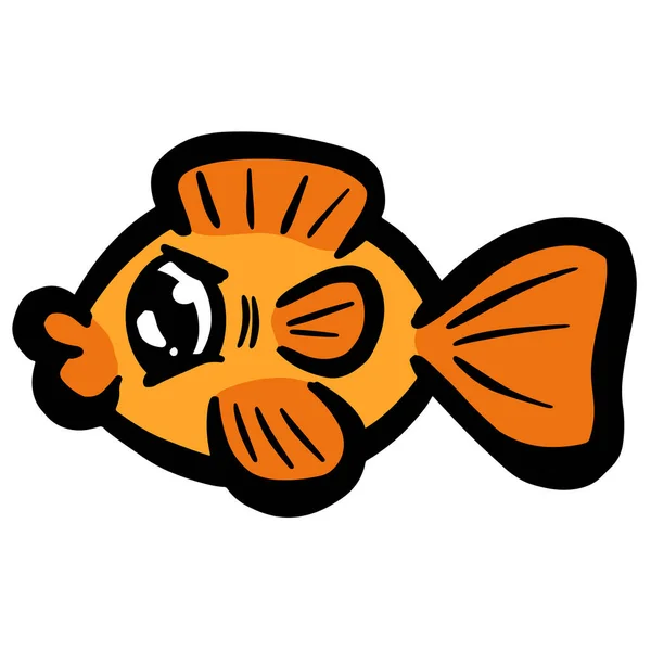 Cartoon Style Fish Goldfish Icon Logo Idea Fishing — Stockový vektor