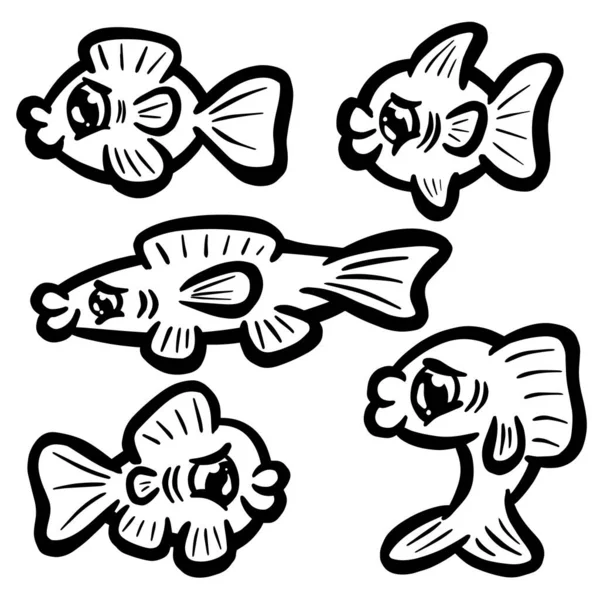 Cartoon Style Fish Goldfish Icon Logo Idea Fishing — Vetor de Stock