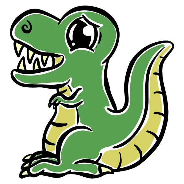 Cute Cartoon Dinosaur Illustration Children Looking Happy Vector — стоковый вектор