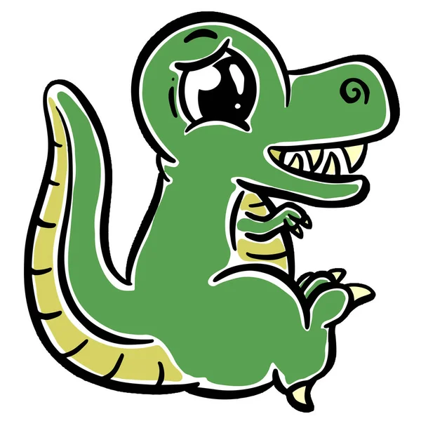 Bonita Ilustración Dinosaurio Dibujos Animados Para Niños Mirando Feliz Vector — Vector de stock