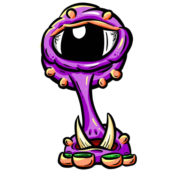 Silly Alien Monster Imaginary Character Cartoon Creature - Stok Vektor