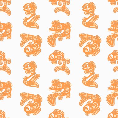 Aynı Şablonu Tekrarlayan Çizgi Film Balık ve Balık Resimleri