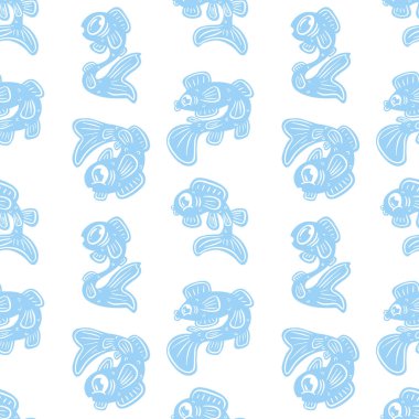 Aynı Şablonu Tekrarlayan Çizgi Film Balık ve Balık Resimleri