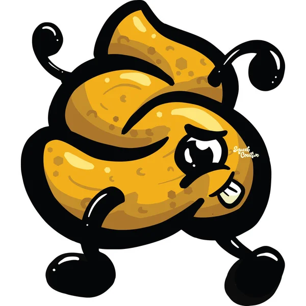 Happy Cartoon Poo Poop Mascot Logo Character — Stockový vektor